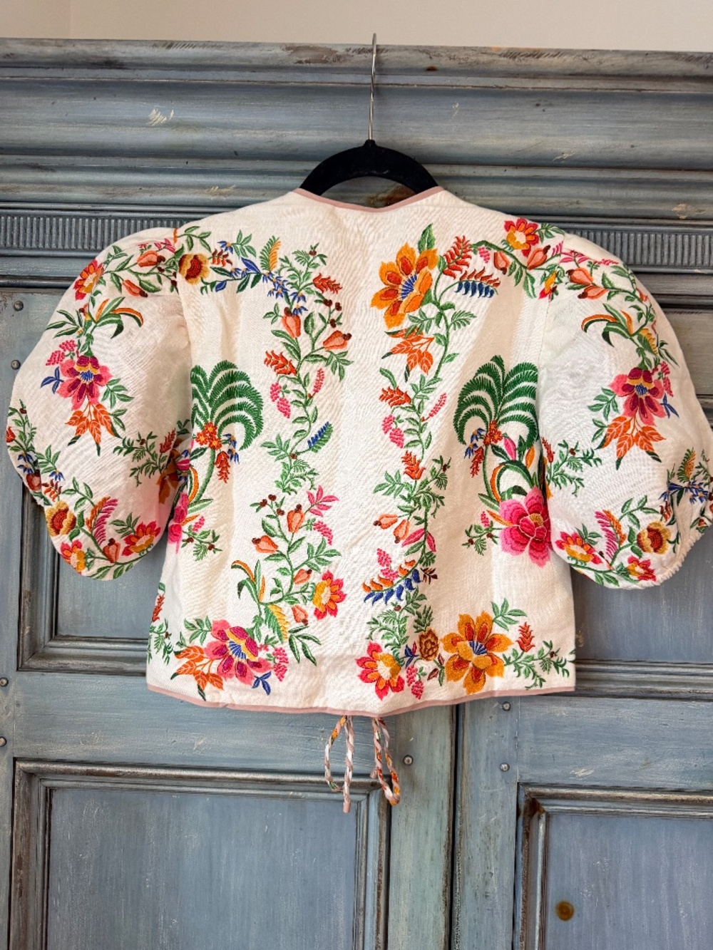 Farm Rio Delicate Forest Scarves Blouse in Off White Size S NWT - Picture 14 of 15